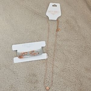 Kinsley Armelle Rose Gold Necklace and Bracelet Set